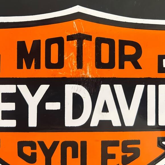 Vintage 1990s Harley-Davidson Porcelain Sign – Parts & Service – 12"x8" – Garage - Picture 3 of 4